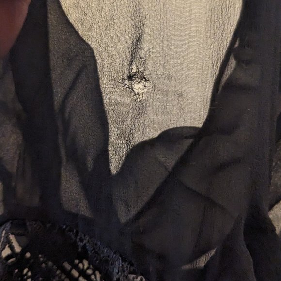 Cinq a Sept - Black Tiered Cold Shoulder Blouse with Lace - Picture 4 of 8